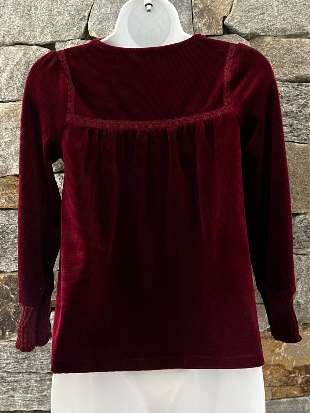 Matilda Jane Burgundy Velvet Long-Sleeve Peasant Top - Picture 2 of 5